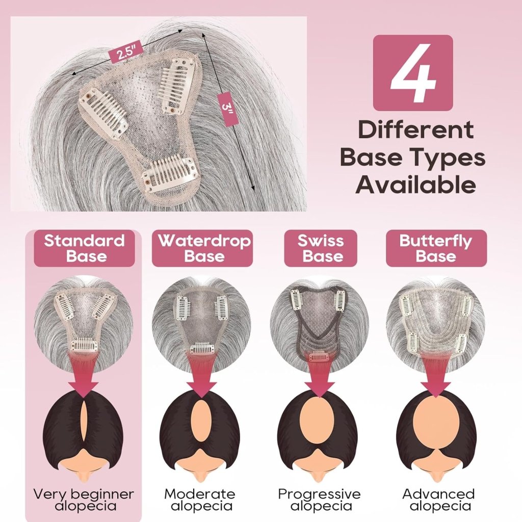 Real Human Hair Topper 10 inch Women Hair Toppers for Thinning Hair Light Grey Wigs