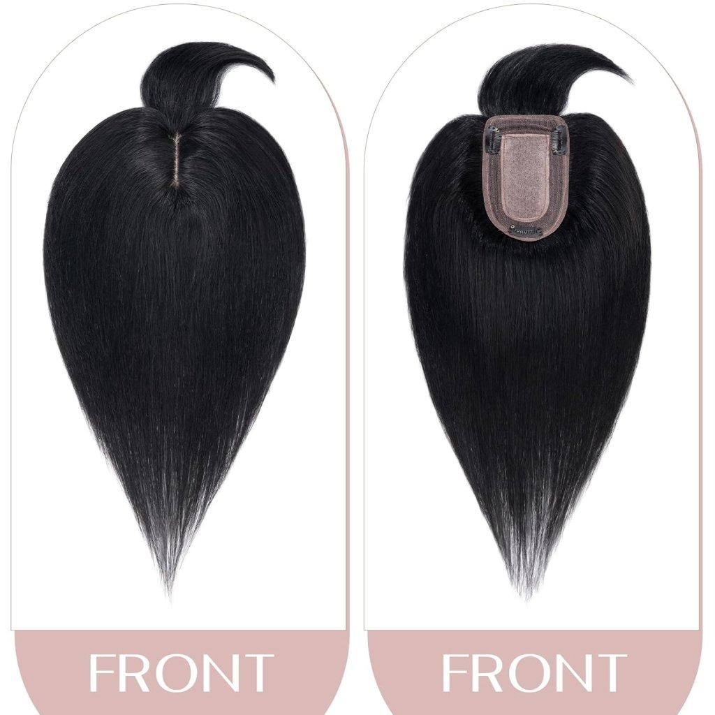 Human Hair Topper with Bangs - Real Human Hair Toppers for Women with Thin Hair