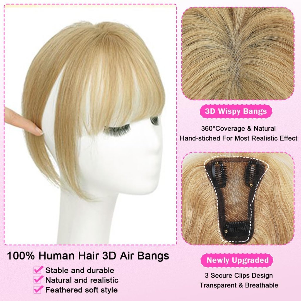 Hair Toppers For Women Real Hair 360° 3D Cover Human Hair Topper Wig with Bangs Hair Pieces