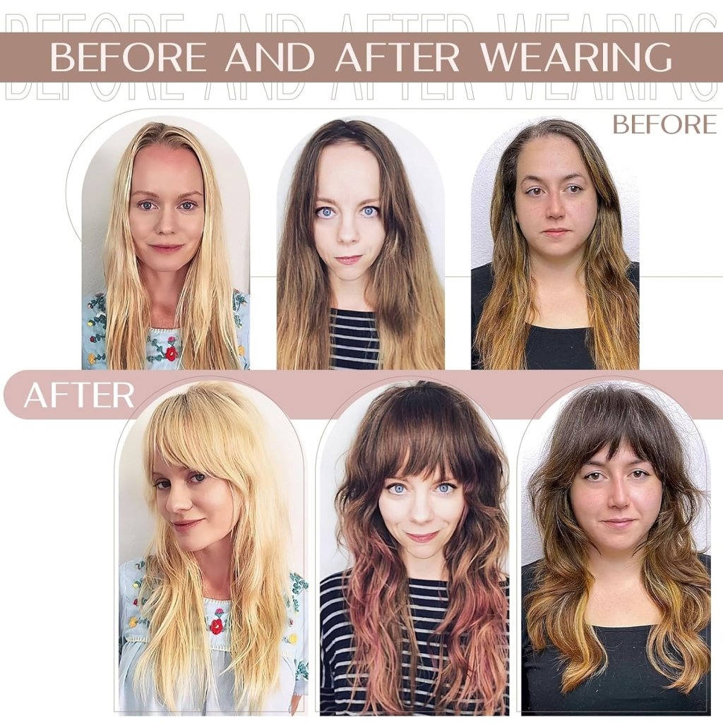 Human Hair Topper with Bangs - Real Human Hair Toppers for Women with Thin Hair