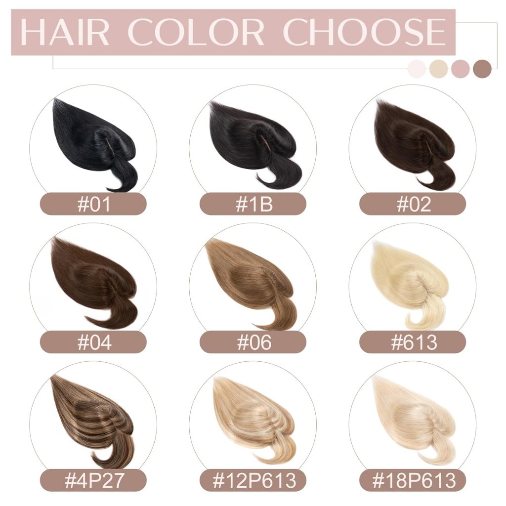 Human Hair Topper with Bangs - Real Human Hair Toppers for Women with Thin Hair