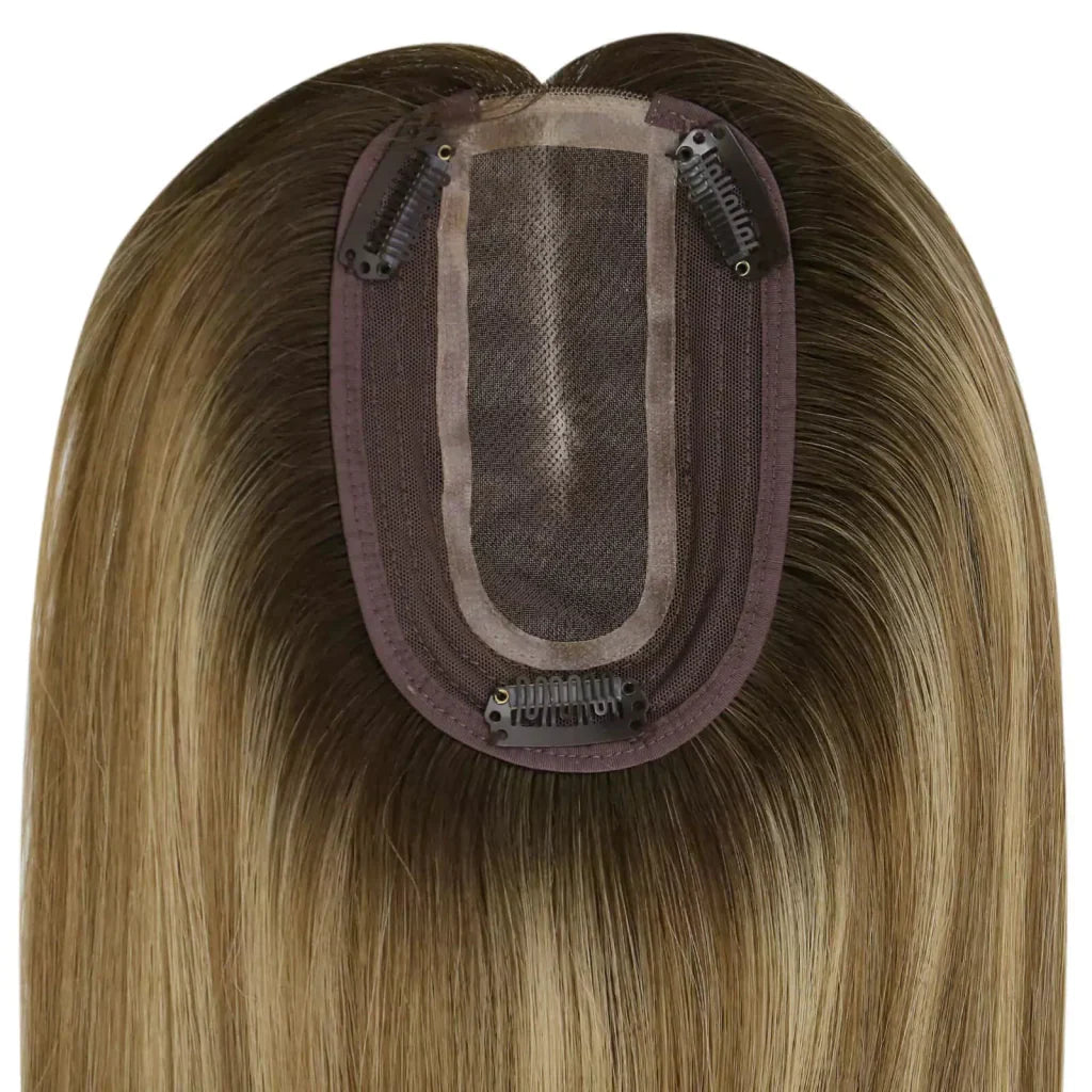 Hair Topper Virgin Hair Piece Topper Balayage Brown Wigs Hair Piece