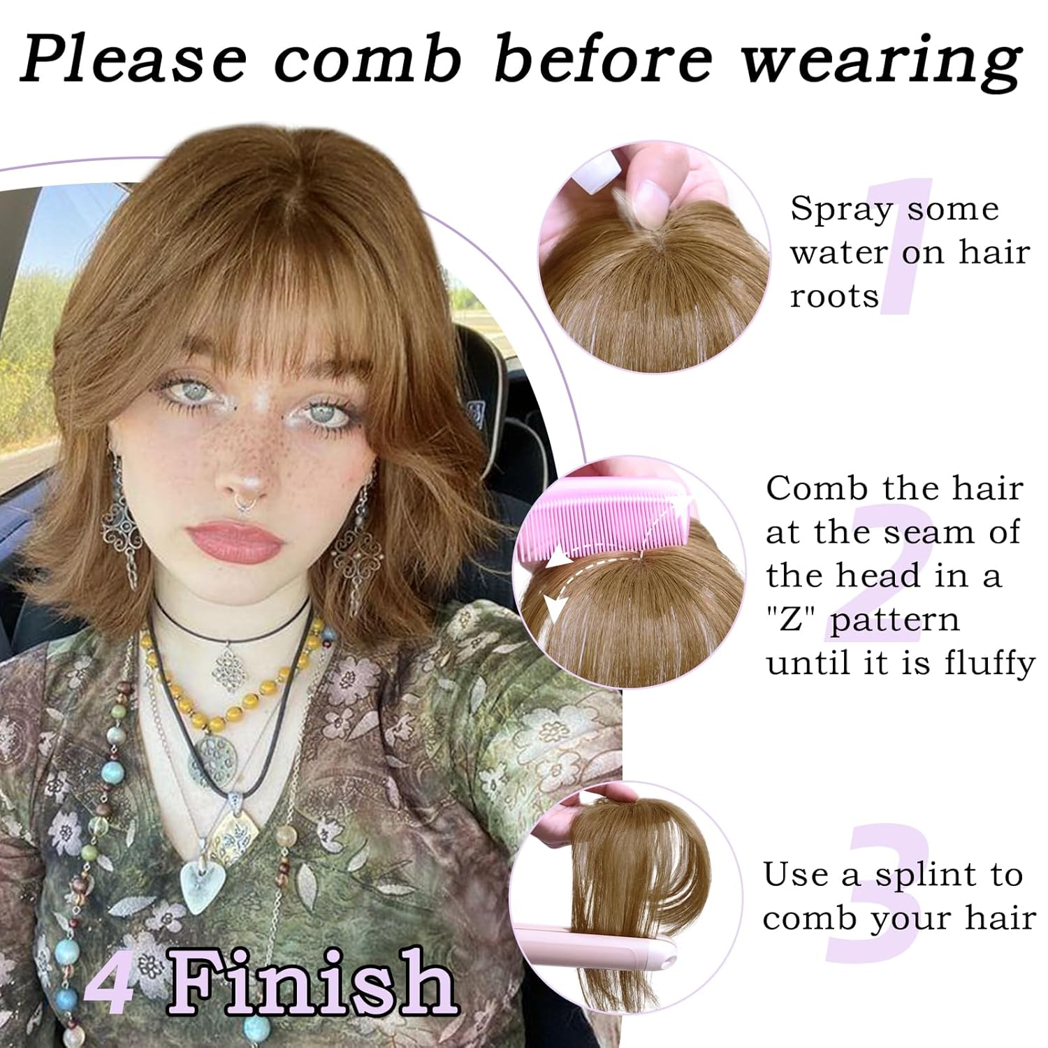 Clip in Bangs 100% Human Hair Toppers 360°3D Hair Pieces Clip On Air Bangs Extensions