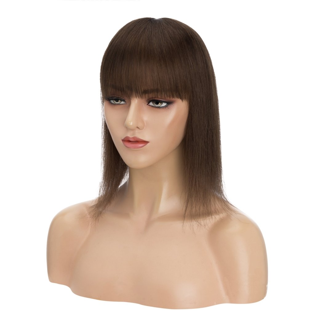 Human Hair Toppers For Women 100% Remy Topper With/Without Bangs 13*15CM Silk Base Clip In Topper 14inch - Blonde
