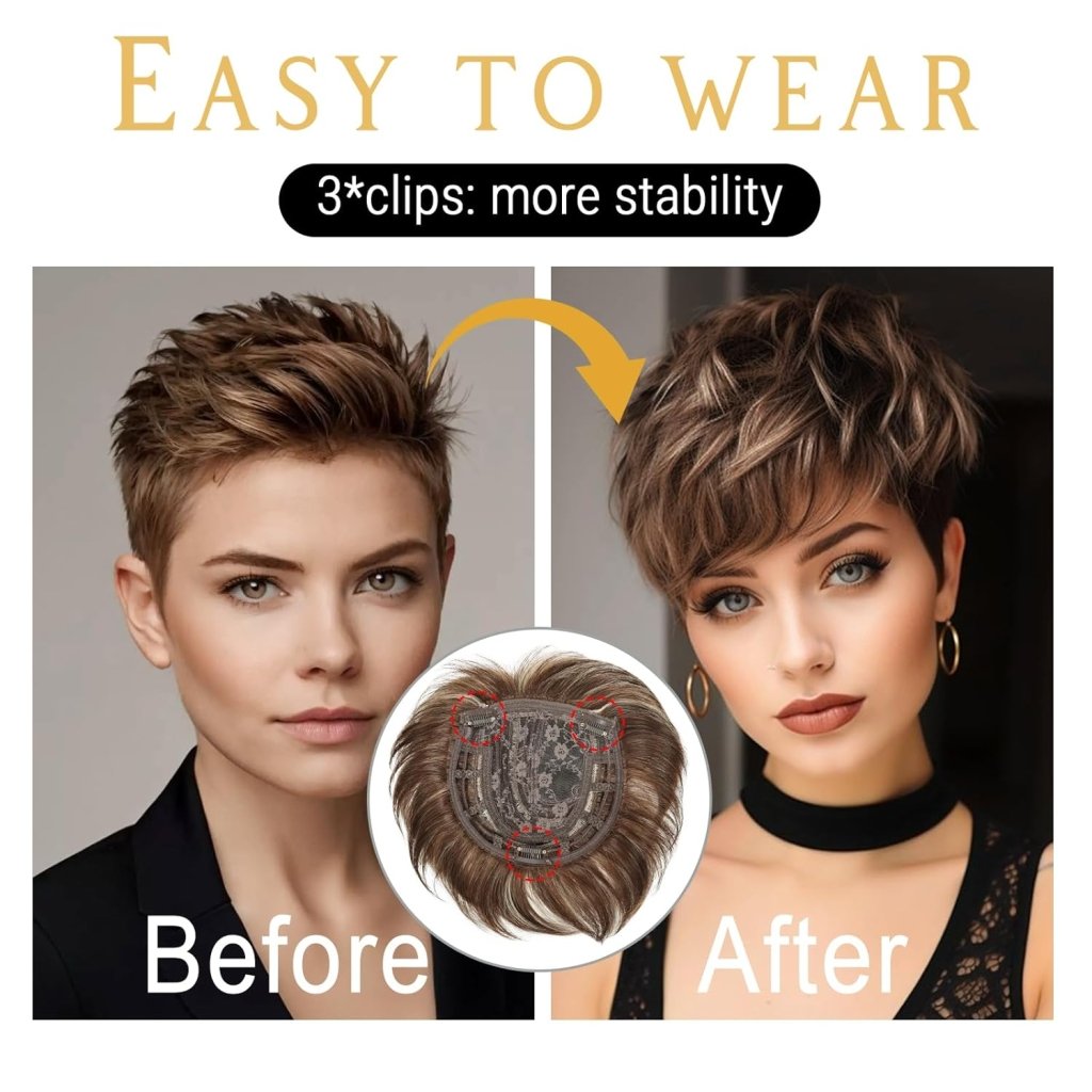 Hair Toppers with Thinning Hair Bangs 360°3D Cover Toupee Hair Pieces for Women Wig with Bangs