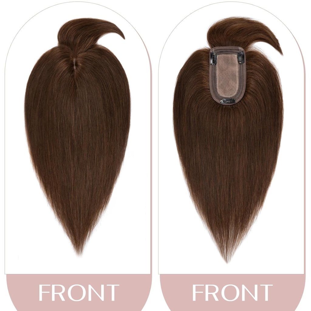 Human Hair Topper with Bangs - Real Human Hair Toppers for Women with Thin Hair