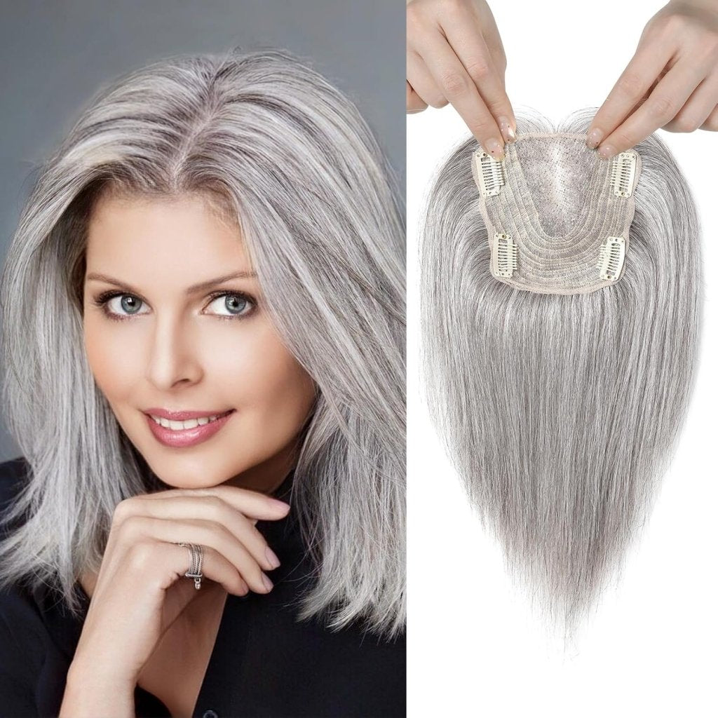 Real Human Hair Topper10 inch Women for Thinning Hair Swiss Base  Hairpiece