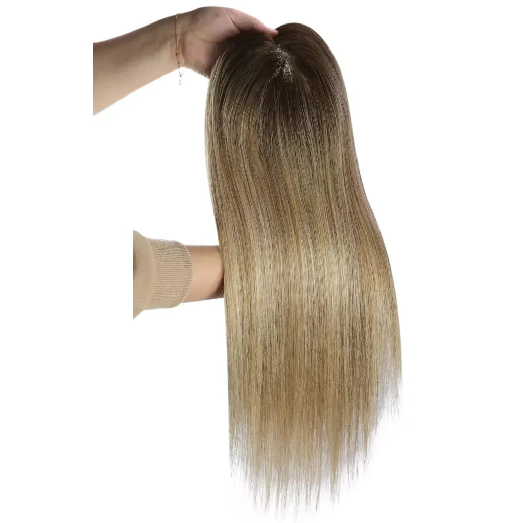 Large Base Hair Topper Virgin Real Hair Topper Balayage ColorWigs Hair PieceWigs Hair Piece