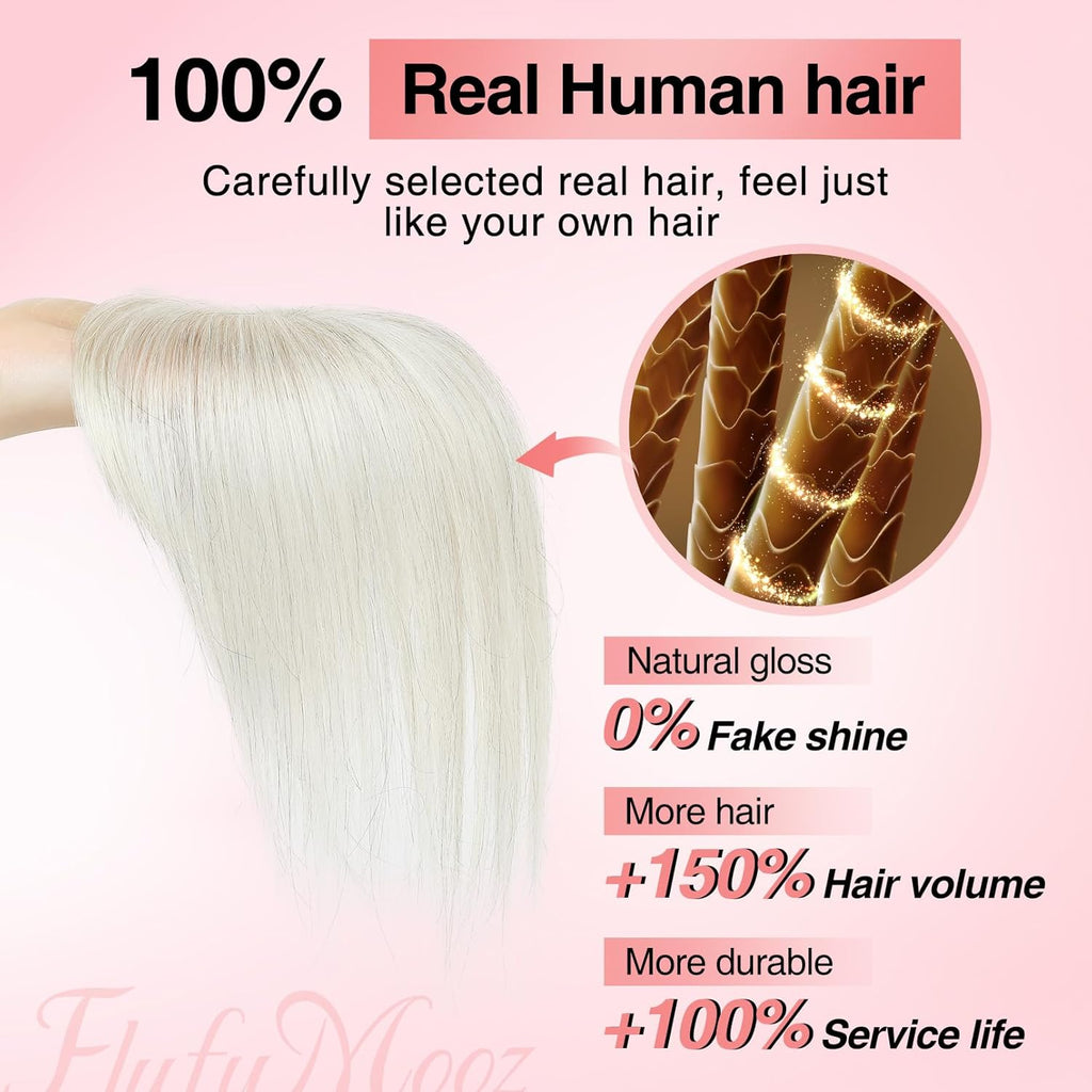 Real Human Hair Toppers for women 10 Inch Clip in Bangs for Thinning Hai Cover Hair Pieces