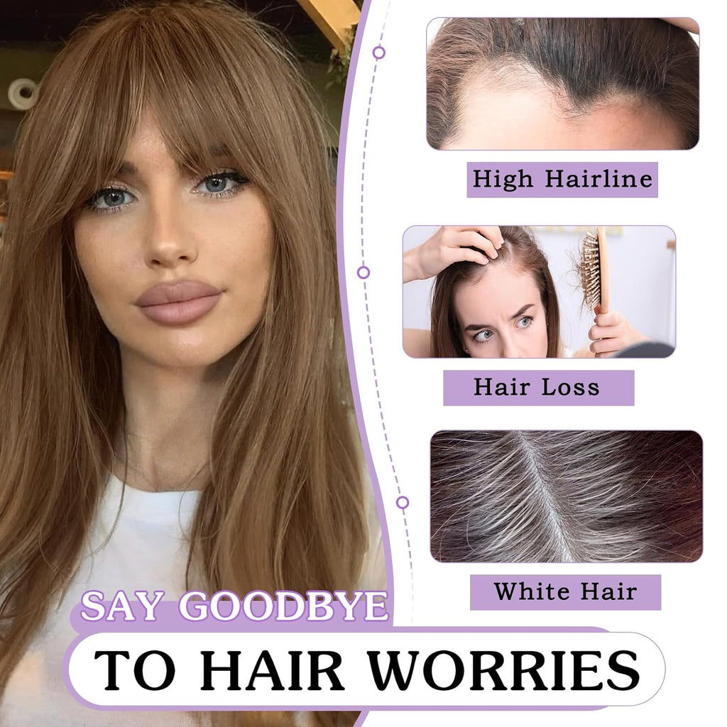 Clip in Bangs 100% Human Hair Toppers 360°3D Hair Pieces Clip On Air Bangs Extensions