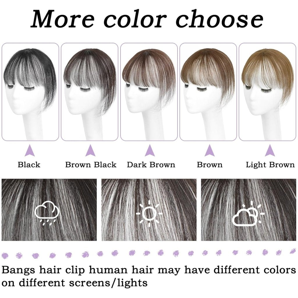 Clip in Bangs 100% Human Hair Toppers 360°3D Hair Pieces Clip On Air Bangs Extensions