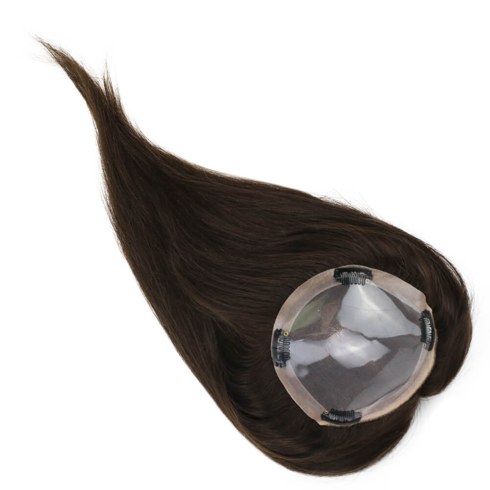 5"*5" Base Hair Topper Remy Real Human Hair Pieces Dark Brown(#2)