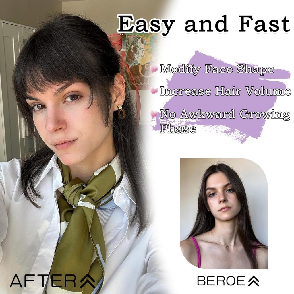 Clip in Bangs 100% Human Hair Toppers 360°3D Hair Pieces Clip On Air Bangs Extensions
