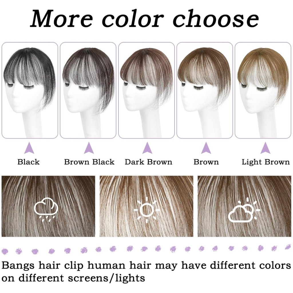 Clip in Bangs 100% Human Hair Toppers 360°3D Hair Pieces Clip On Air Bangs Extensions