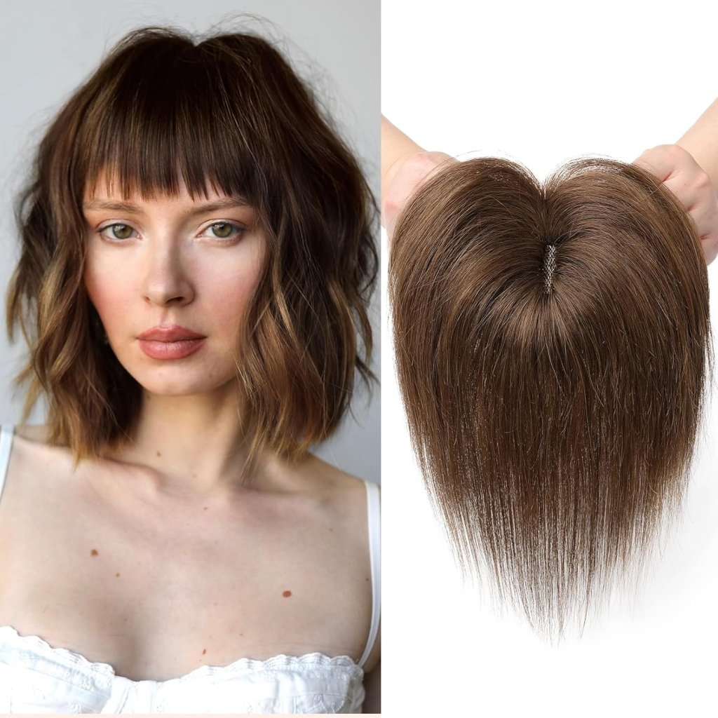 Human Hair wigs Pieces 6 Inch Hair Toppers Top Hair Extensions