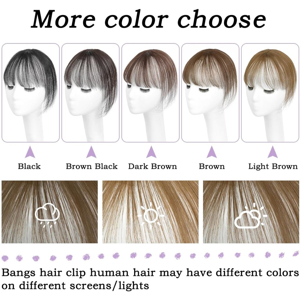 Clip in Bangs 100% Human Hair Toppers 360°3D Hair Pieces Clip On Air Bangs Extensions