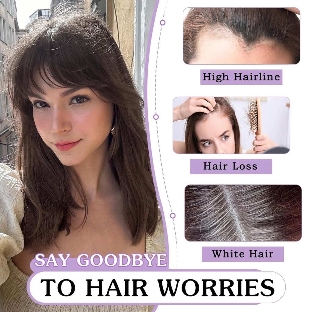 Clip in Bangs 100% Human Hair Toppers 360°3D Hair Pieces Clip On Air Bangs Extensions