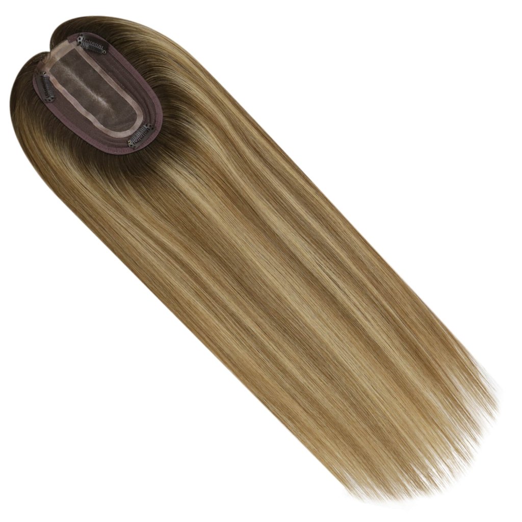 Hair Topper Virgin Hair Piece Topper Balayage Brown Wigs Hair Piece