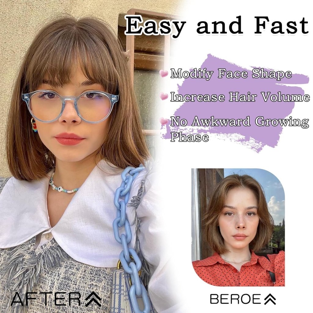 Clip in Bangs 100% Human Hair Toppers 360°3D Hair Pieces Clip On Air Bangs Extensions