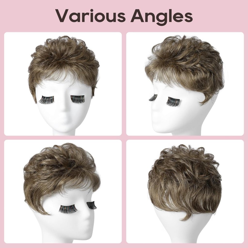 Short Wiglet Hair Topper for Women with Thinning Hair Large Coverage Synthetic Top Grey