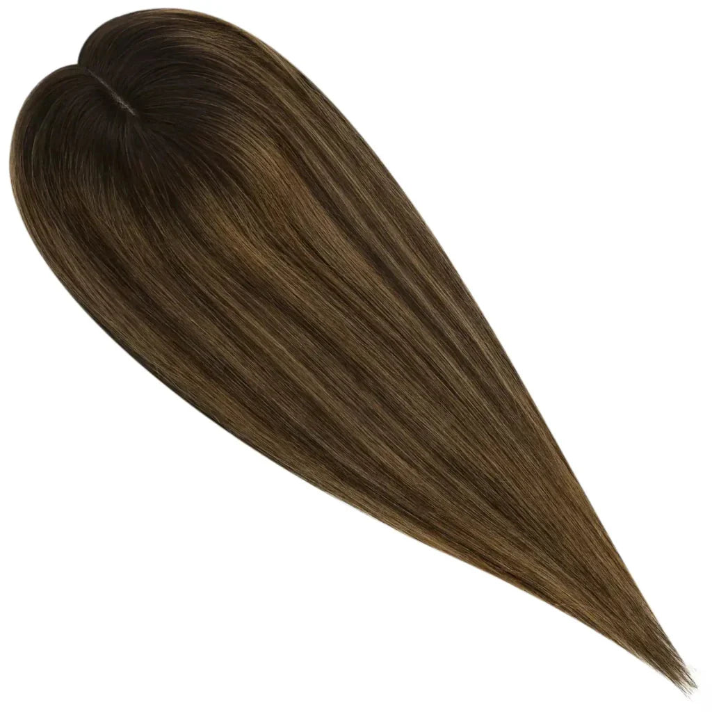 Women Hair Topper 6*7inch Large Base Hair Piece Balayage Brown