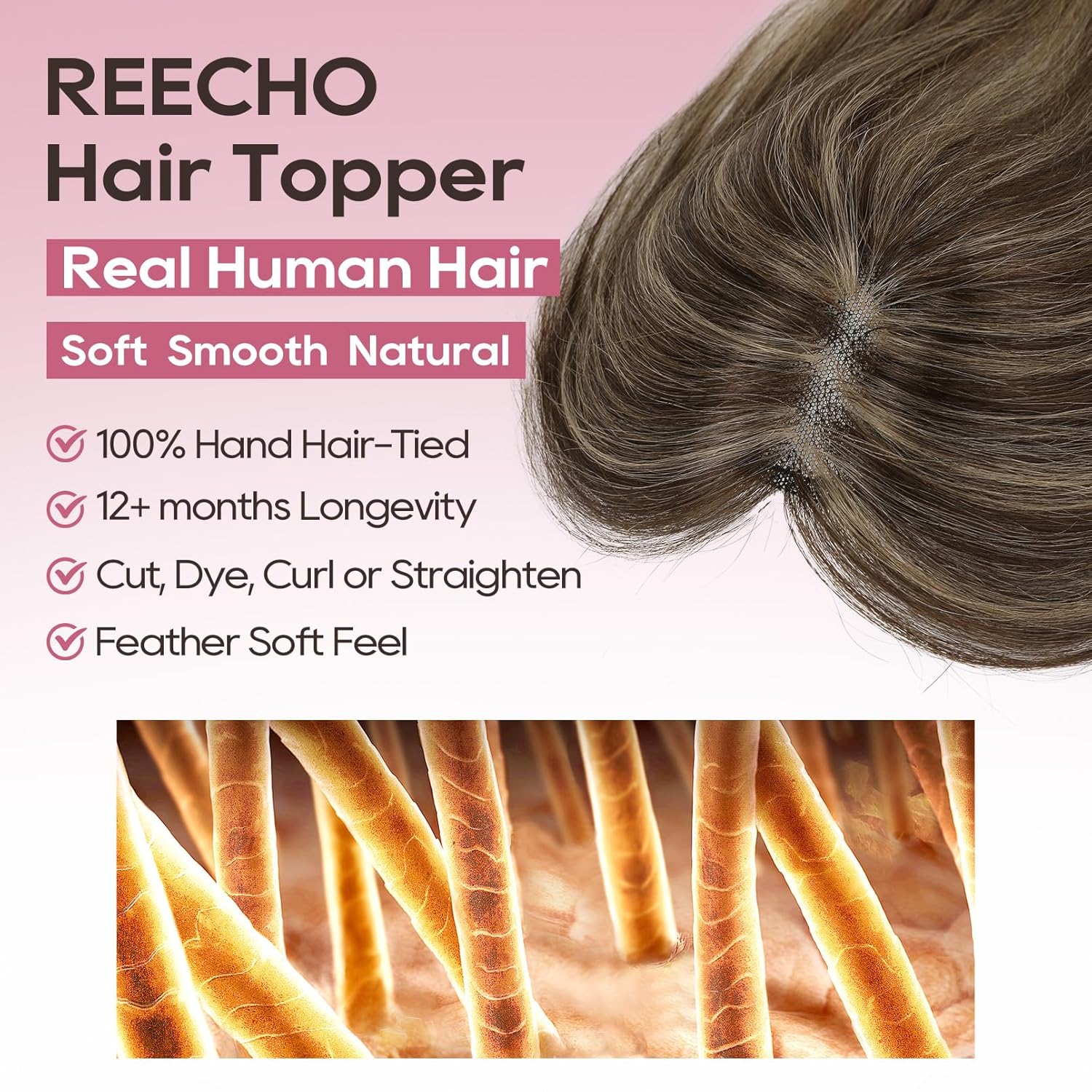 Real Human Hair Topper10 inch Women for Thinning Hair Swiss Base  Hairpiece