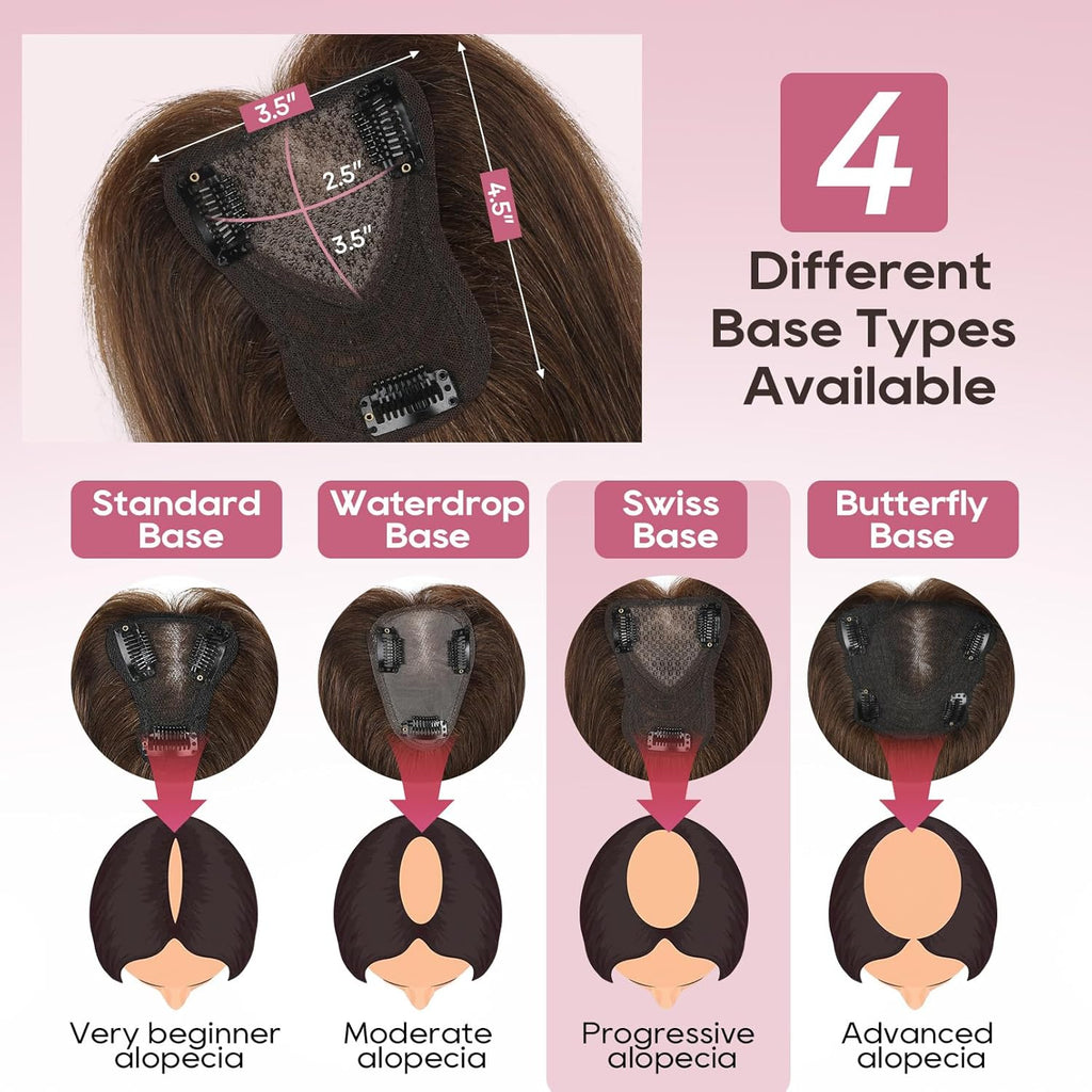 Real Human Hair Topper10 inch Women for Thinning Hair Swiss Base  Hairpiece