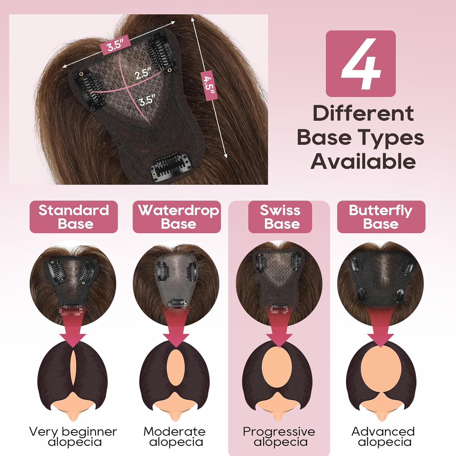Real Human Hair Topper10 inch Women for Thinning Hair Swiss Base  Hairpiece