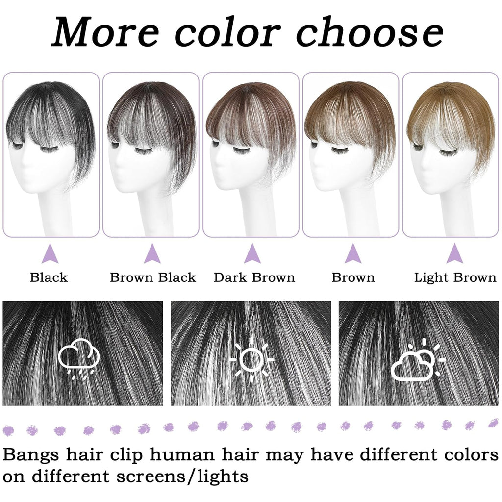Clip in Bangs 100% Human Hair Toppers 360°3D Hair Pieces Clip On Air Bangs Extensions