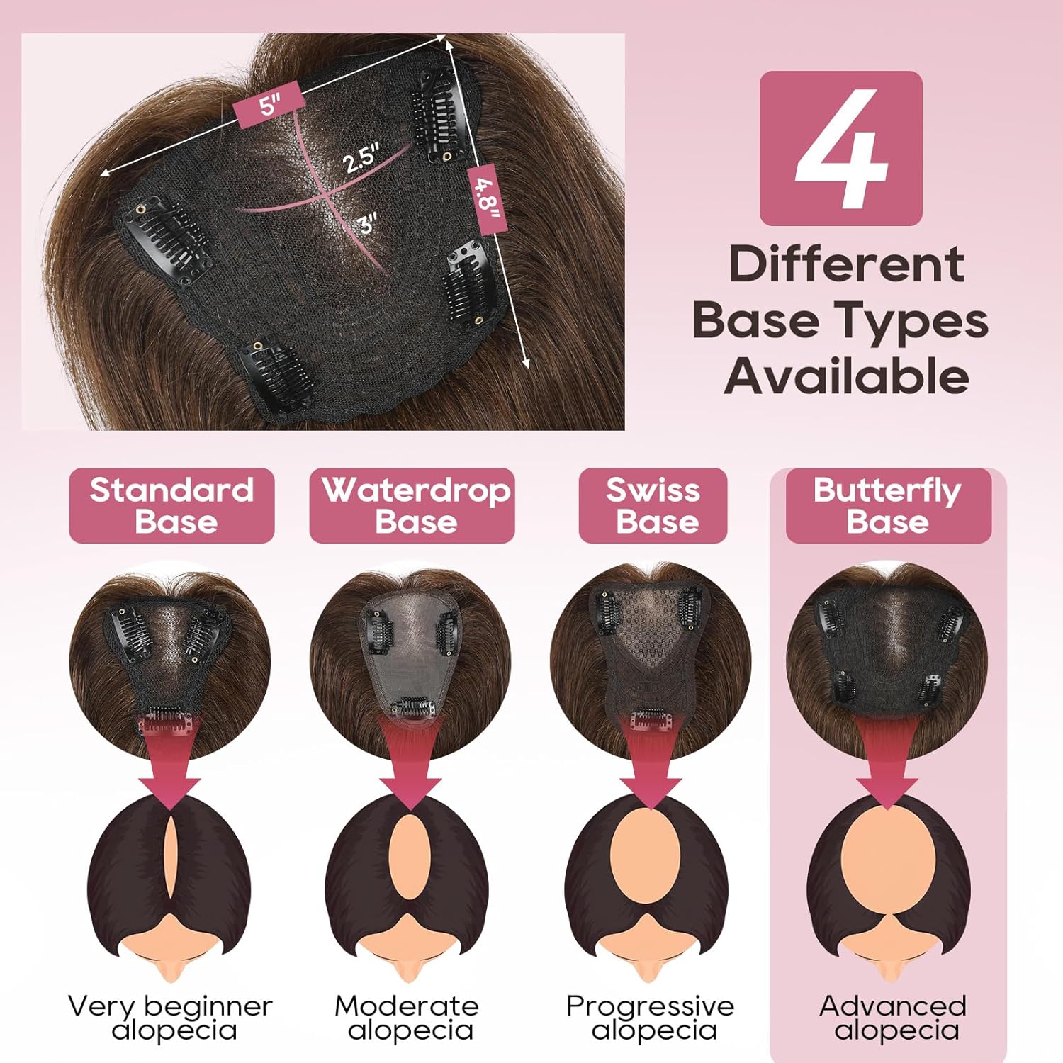 Real Human Hair Topper10 inch Women for Thinning Hair Swiss Base  Hairpiece