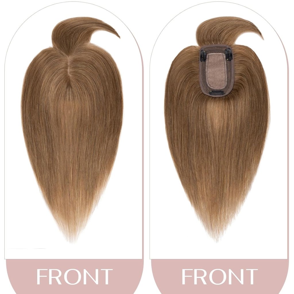 Human Hair Topper with Bangs - Real Human Hair Toppers for Women with Thin Hair