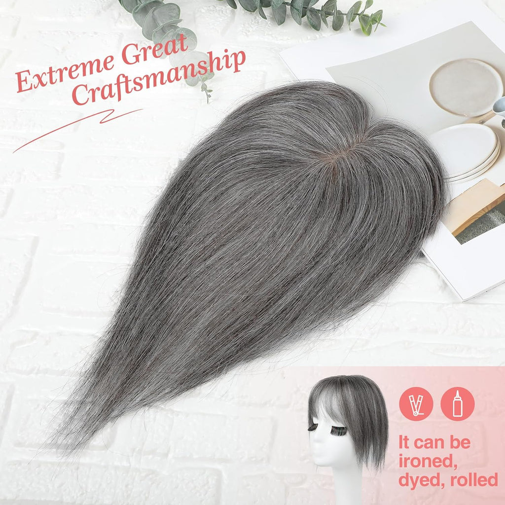 Real Human Hair Toppers for women 10 Inch Clip in Bangs for Thinning Hai Cover Hair Pieces