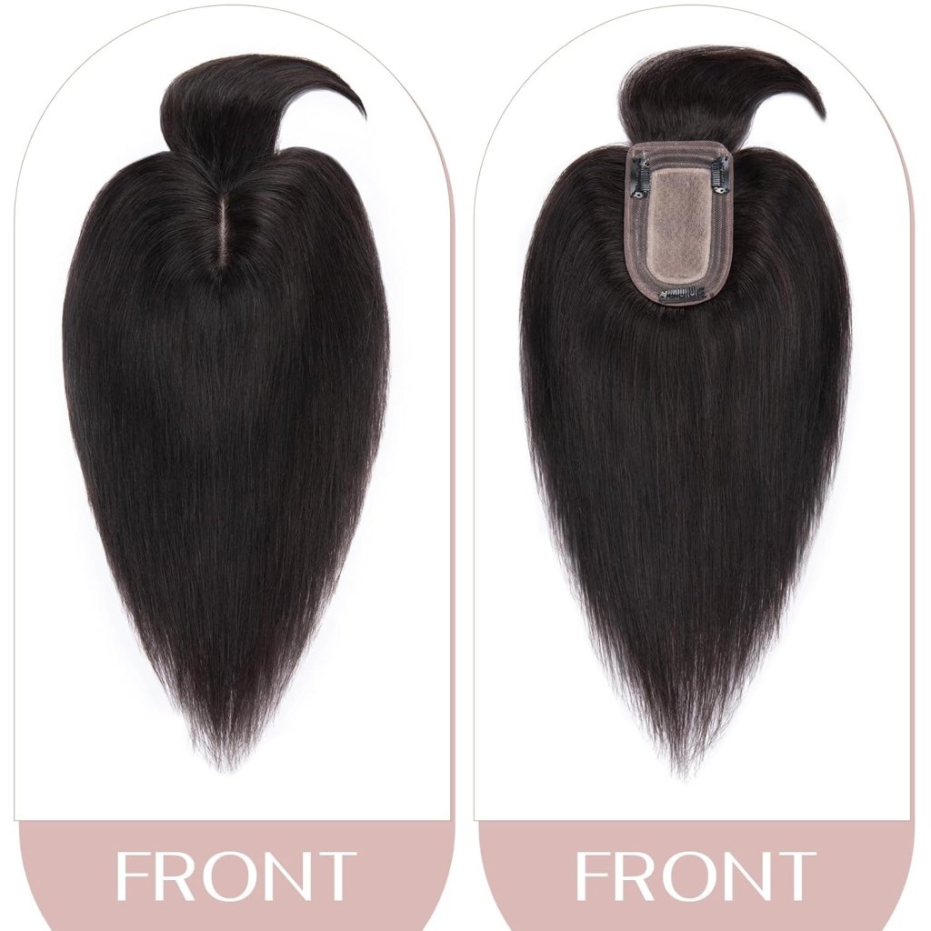 Human Hair Topper with Bangs - Real Human Hair Toppers for Women with Thin Hair