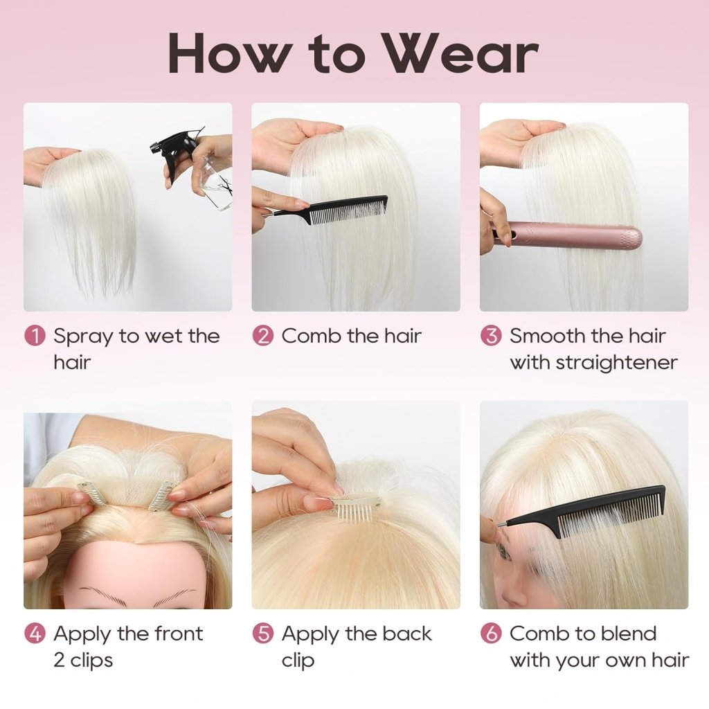 Hair Toppers for Women Real Human Hair Seamless Hair Piece with Bangs