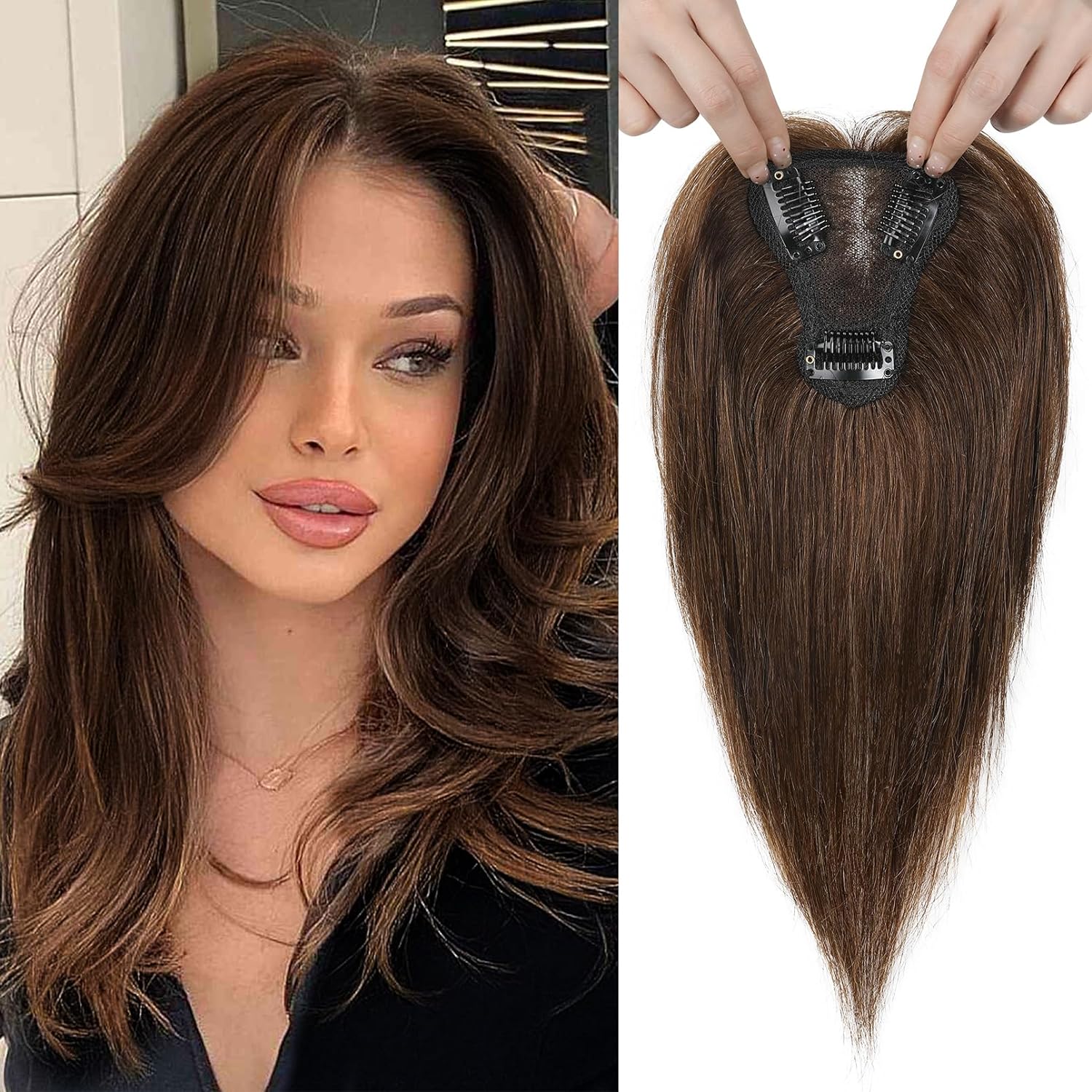 Real Human Hair Topper10 inch Women for Thinning Hair Swiss Base  Hairpiece