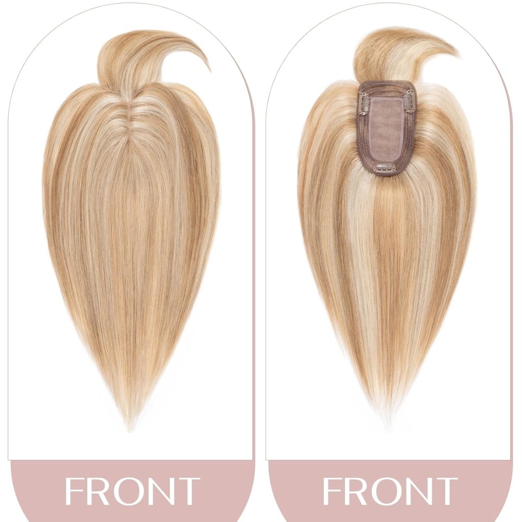 Human Hair Topper with Bangs - Real Human Hair Toppers for Women with Thin Hair