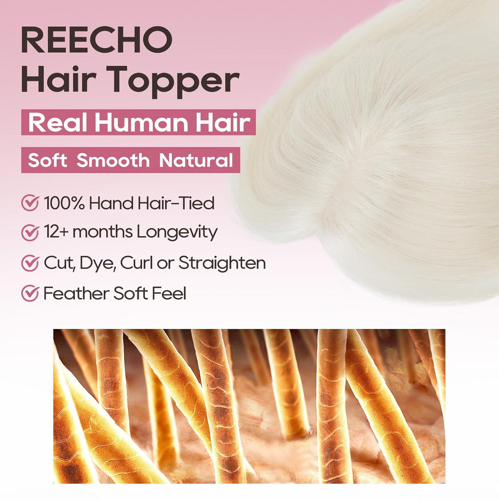 Real Human Hair Topper 10 inch Women Hair Toppers for Thinning Hair Light Grey Wigs
