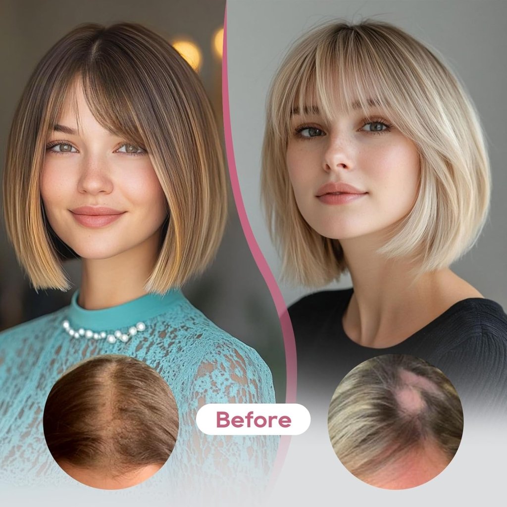Hair Toppers for Women Real Human Hair Seamless Hair Piece with Bangs