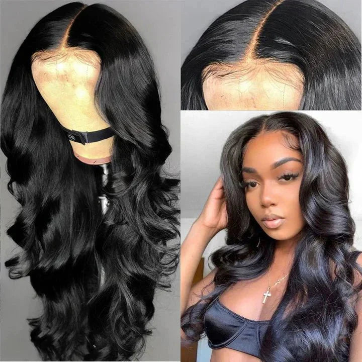 Classical Mid-part Body Wave Human Hair Wig