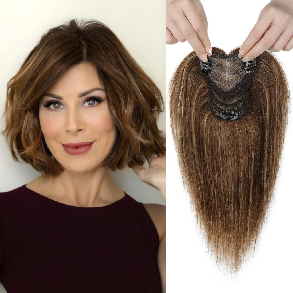 Real Human Hair Topper10 inch Women for Thinning Hair Swiss Base  Hairpiece