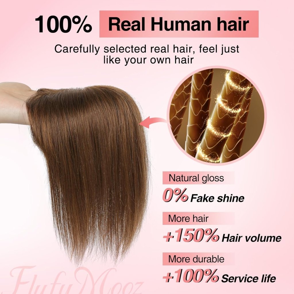 Human Hair Toppers for women 10 Inch Clip in Bangs 100％ Human Hair Toppers for Thinning Hair Cover Hair Pieces with Silk Base-Silver White
