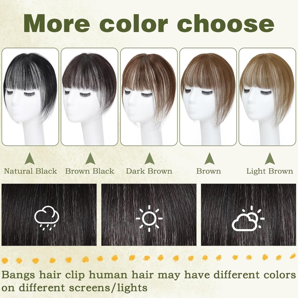Clip in Bangs 100% Human Hair Toppers 360°3D Hair Pieces Clip On Air Bangs Extensions