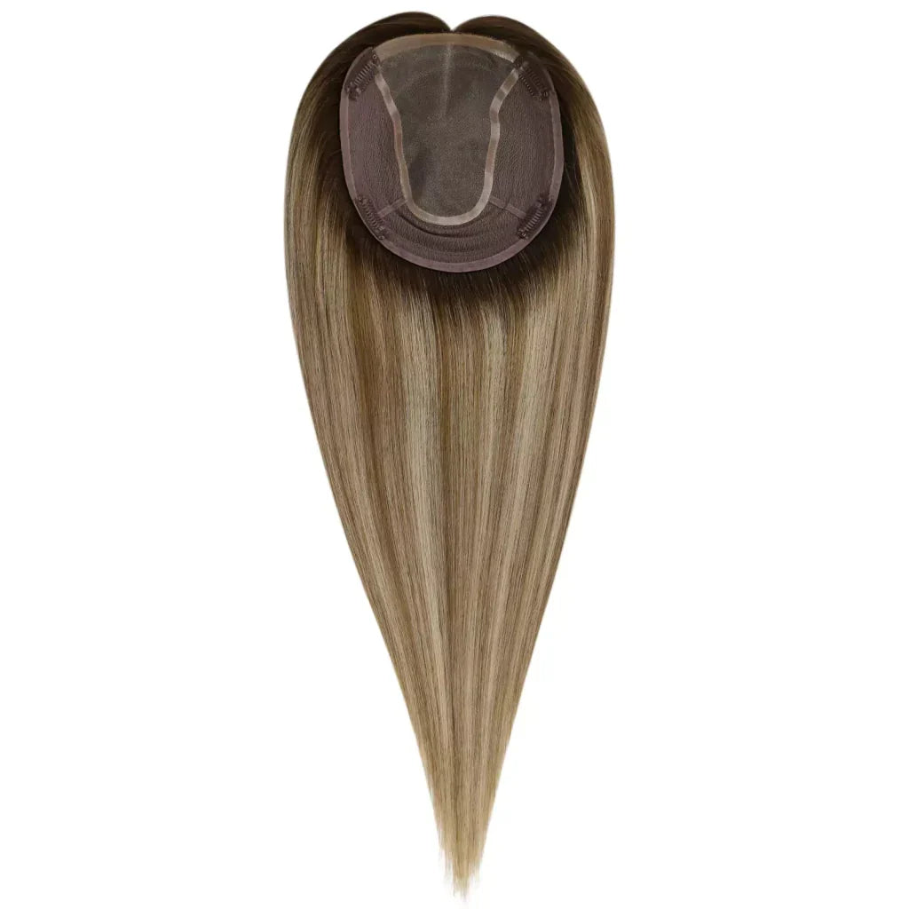 Large Base Hair Topper Virgin Real Hair Topper Balayage ColorWigs Hair PieceWigs Hair Piece