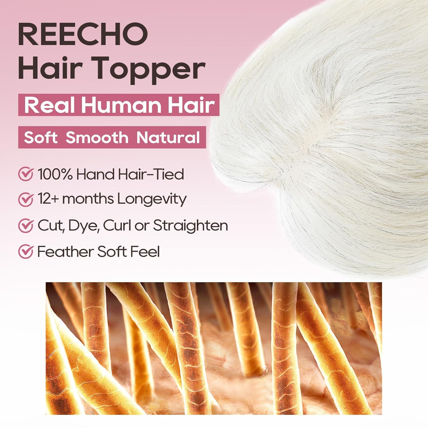 Real Human Hair Topper 10 inch Women Hair Toppers for Thinning Hair Light Grey Wigs