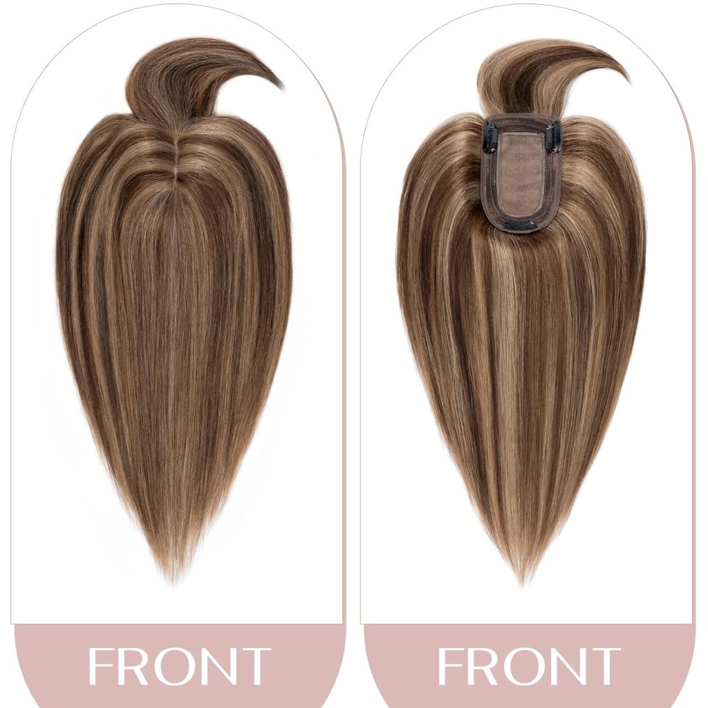 Human Hair Topper with Bangs - Real Human Hair Toppers for Women with Thin Hair