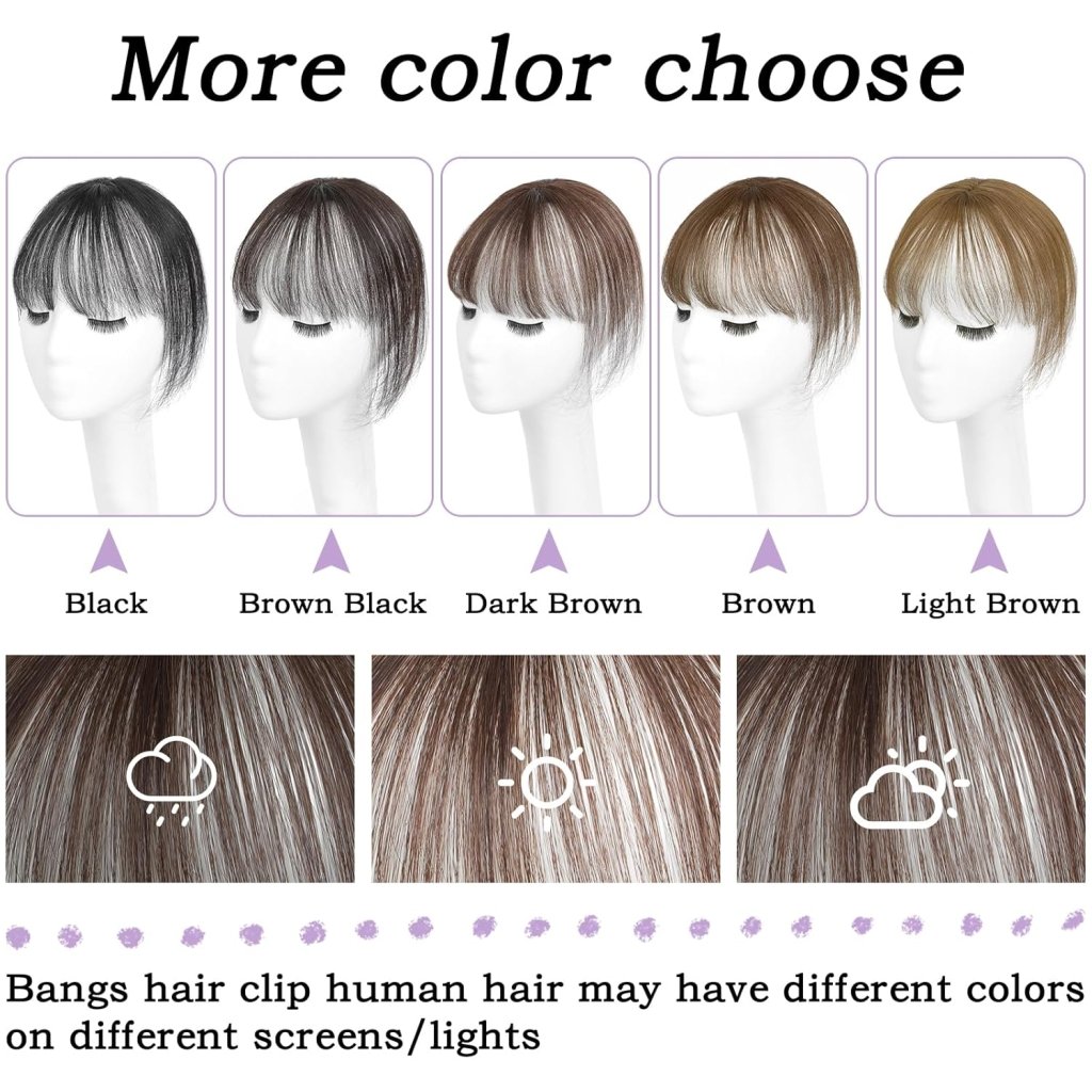 Clip in Bangs 100% Human Hair Toppers 360°3D Hair Pieces Clip On Air Bangs Extensions