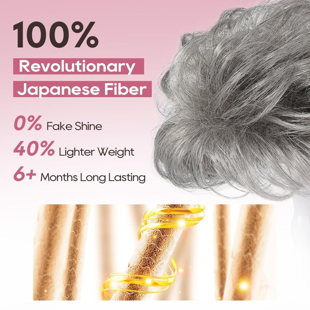 Short Wiglet Hair Topper for Women with Thinning Hair Large Coverage Synthetic Top Grey