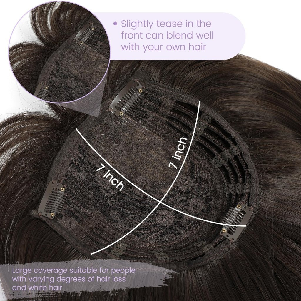 Human Hair Pieces Short Bob Hair Toppers with Bangs Side Part Hair