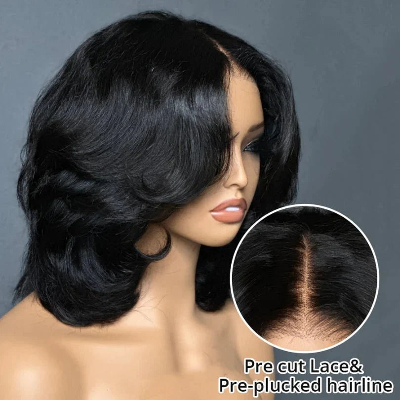 Elegant Layered Wavy Natural Black Wig for Women