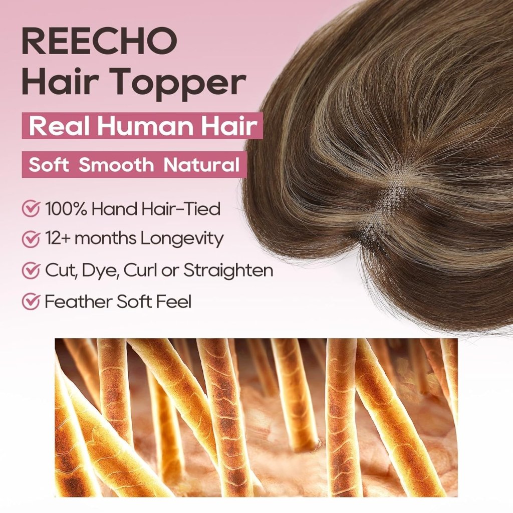 Real Human Hair Topper10 inch Women for Thinning Hair Swiss Base  Hairpiece